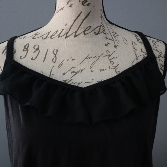 Plus Size Black Ruffle Tank Top - Picture 2 of 3